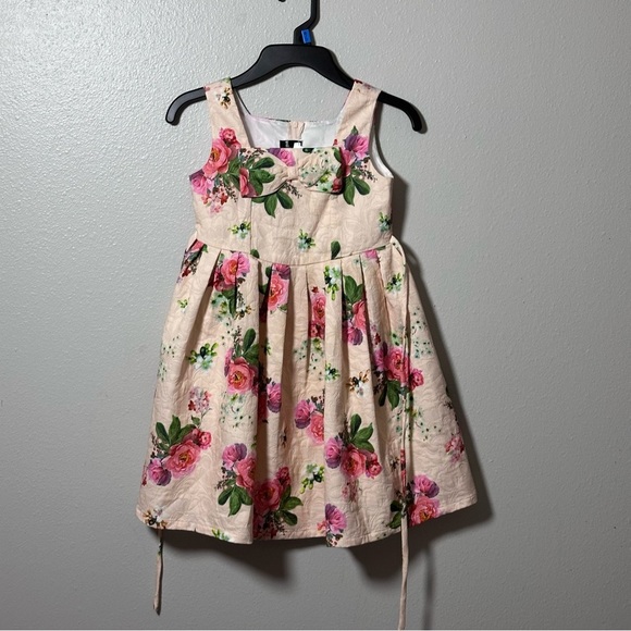 Rare Editions Kids Girls Beige/Tan Floral Dress Party Size 6. - Picture 1 of 7